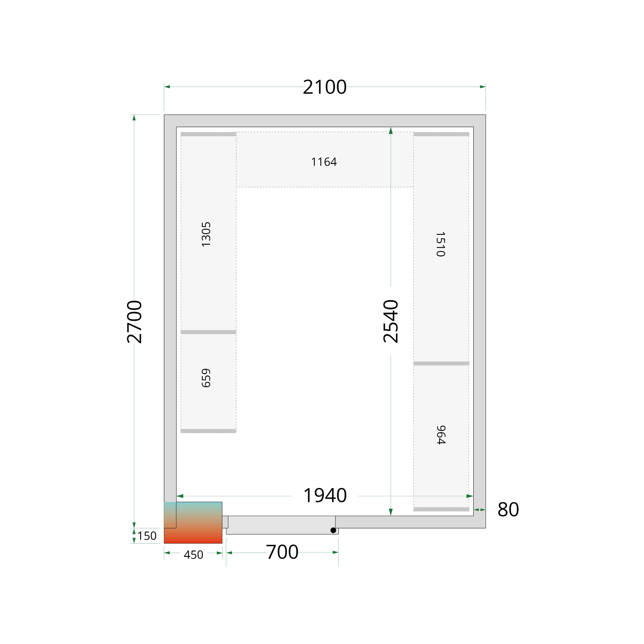 Tefcold Koelruimte | CRPF2127 | 2100x2700x2200mm