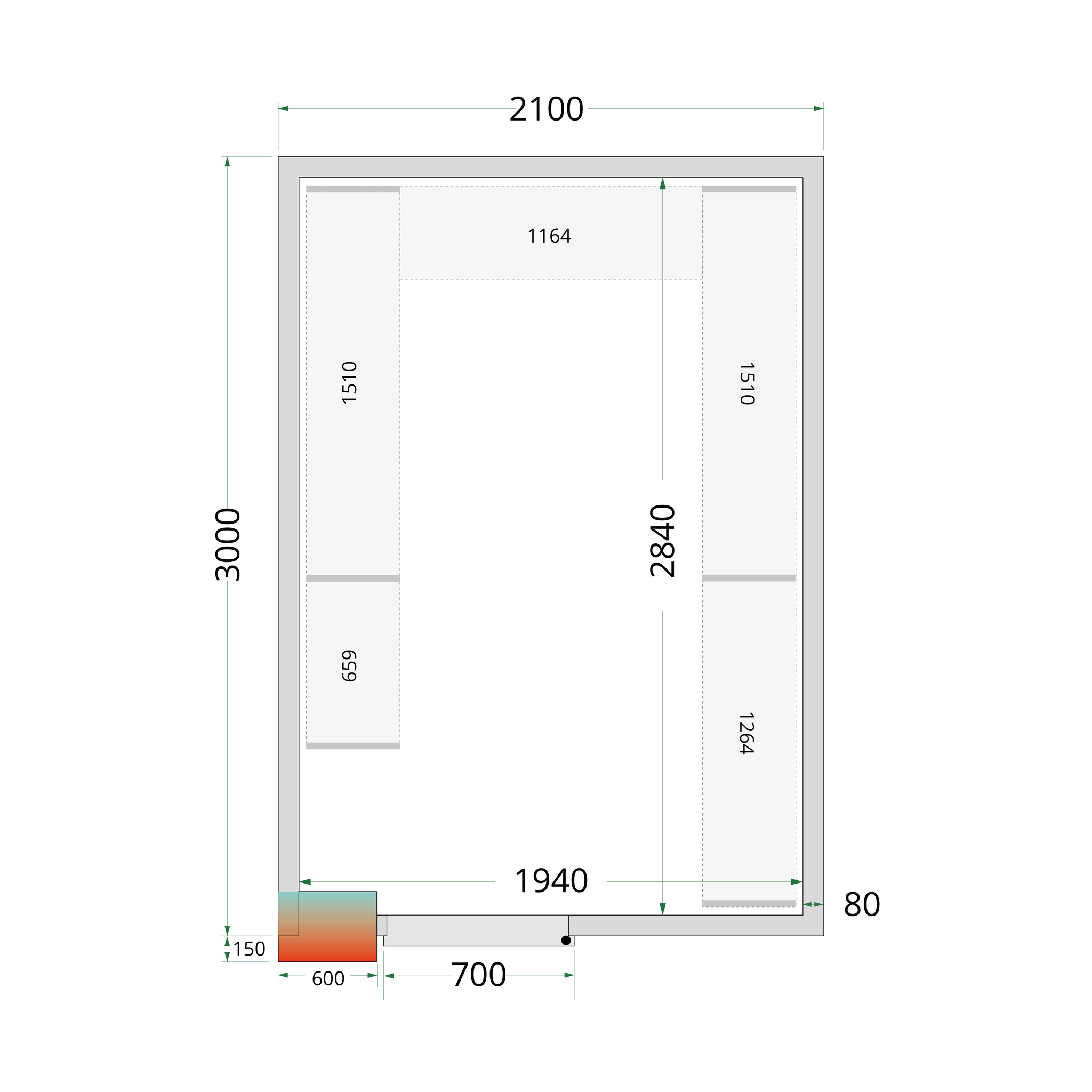 Tefcold Koelruimte | CRPF2130 | 2100x3000x2200mm