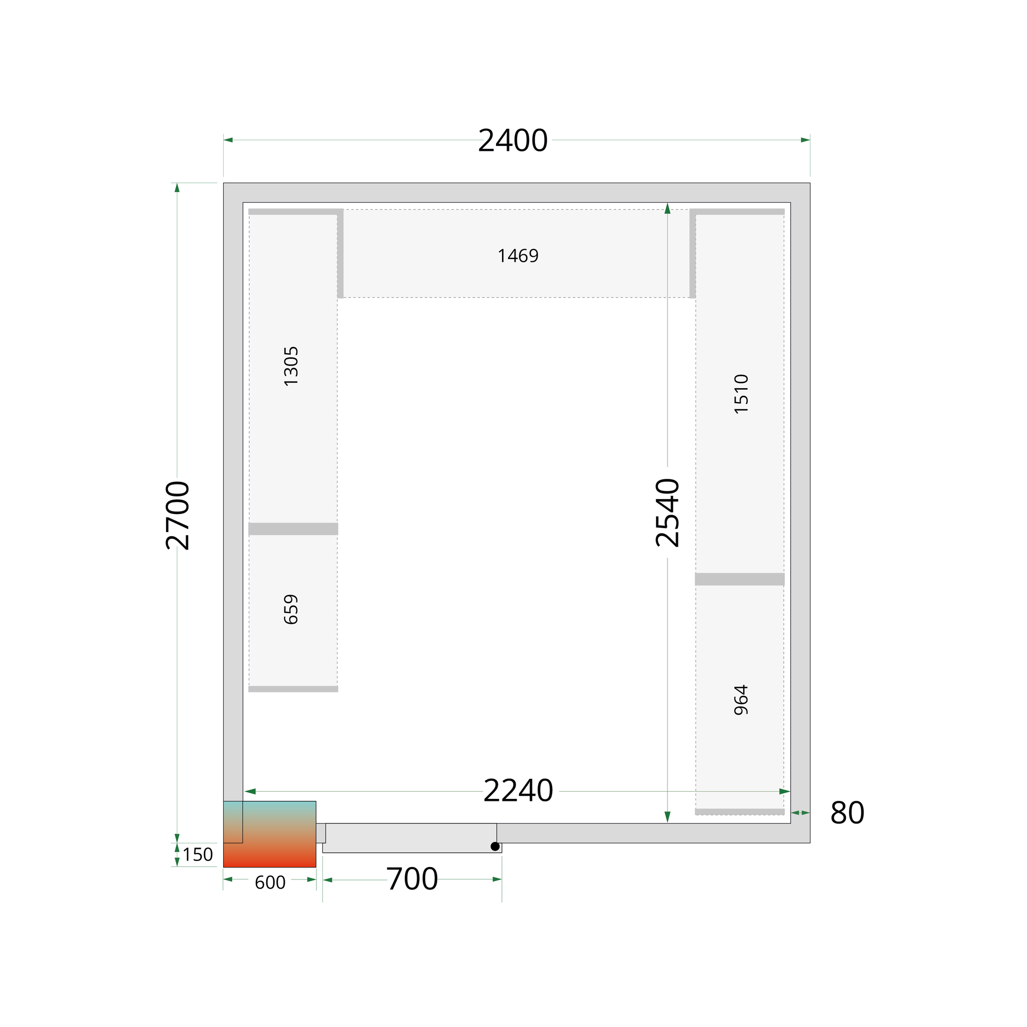 Tefcold Koelruimte | CRPF2427 | 2400x2700x2200mm