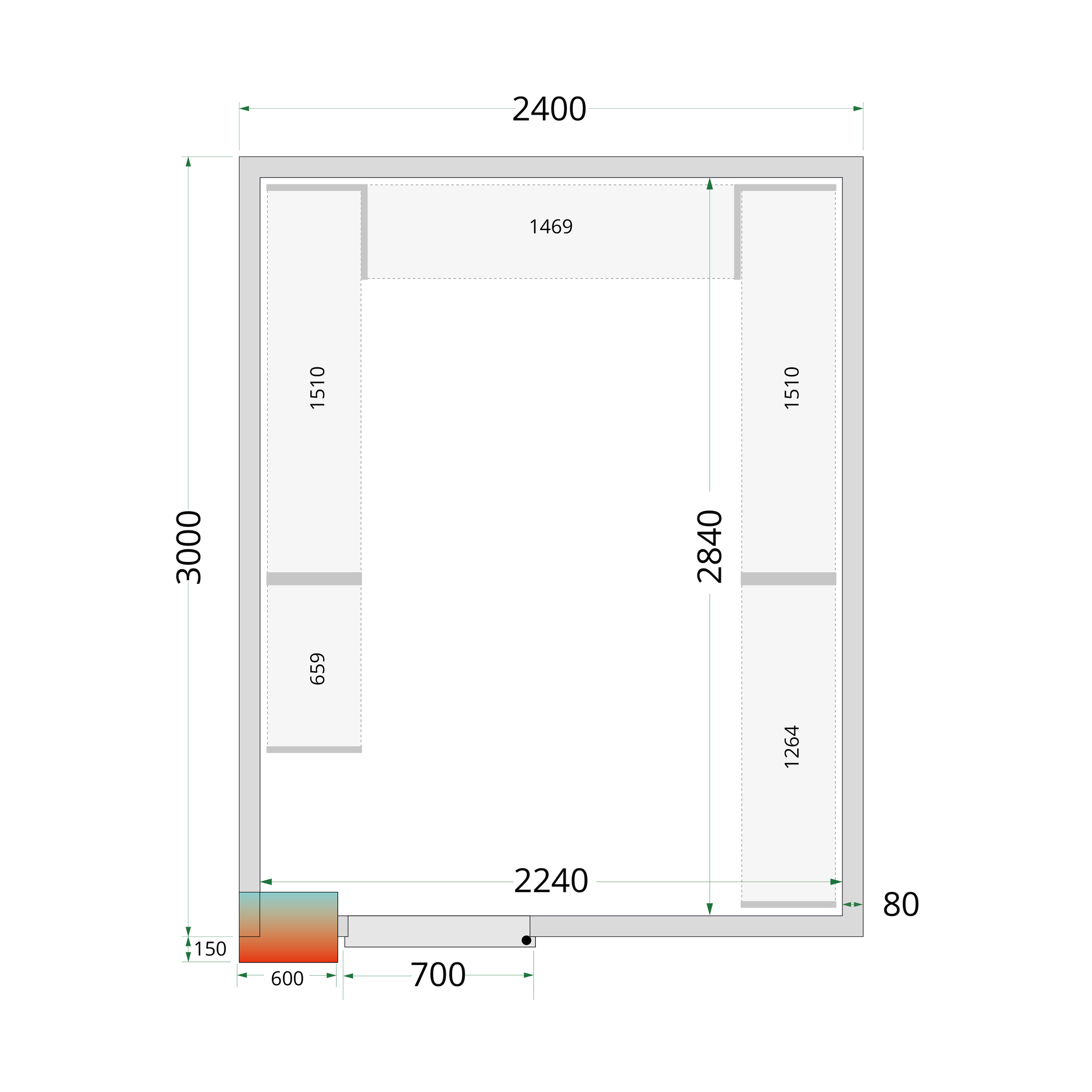 Tefcold Koelruimte | CRPF2430 | 2400x3000x2200mm