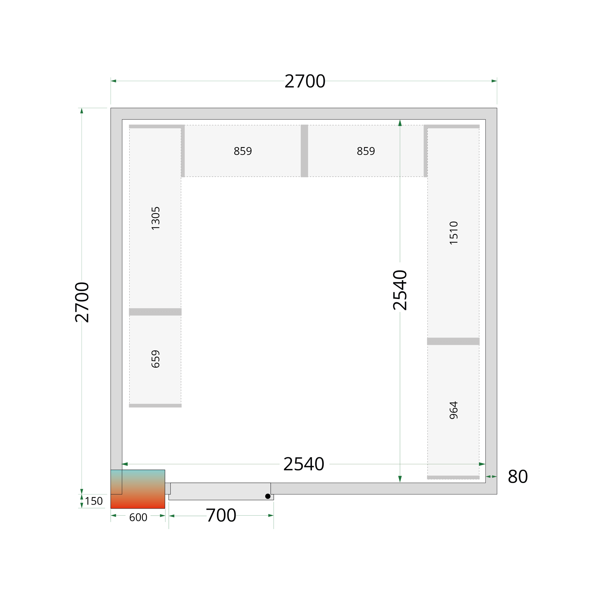 Tefcold Koelruimte | CRPF2727 | 2700x2700x2200mm