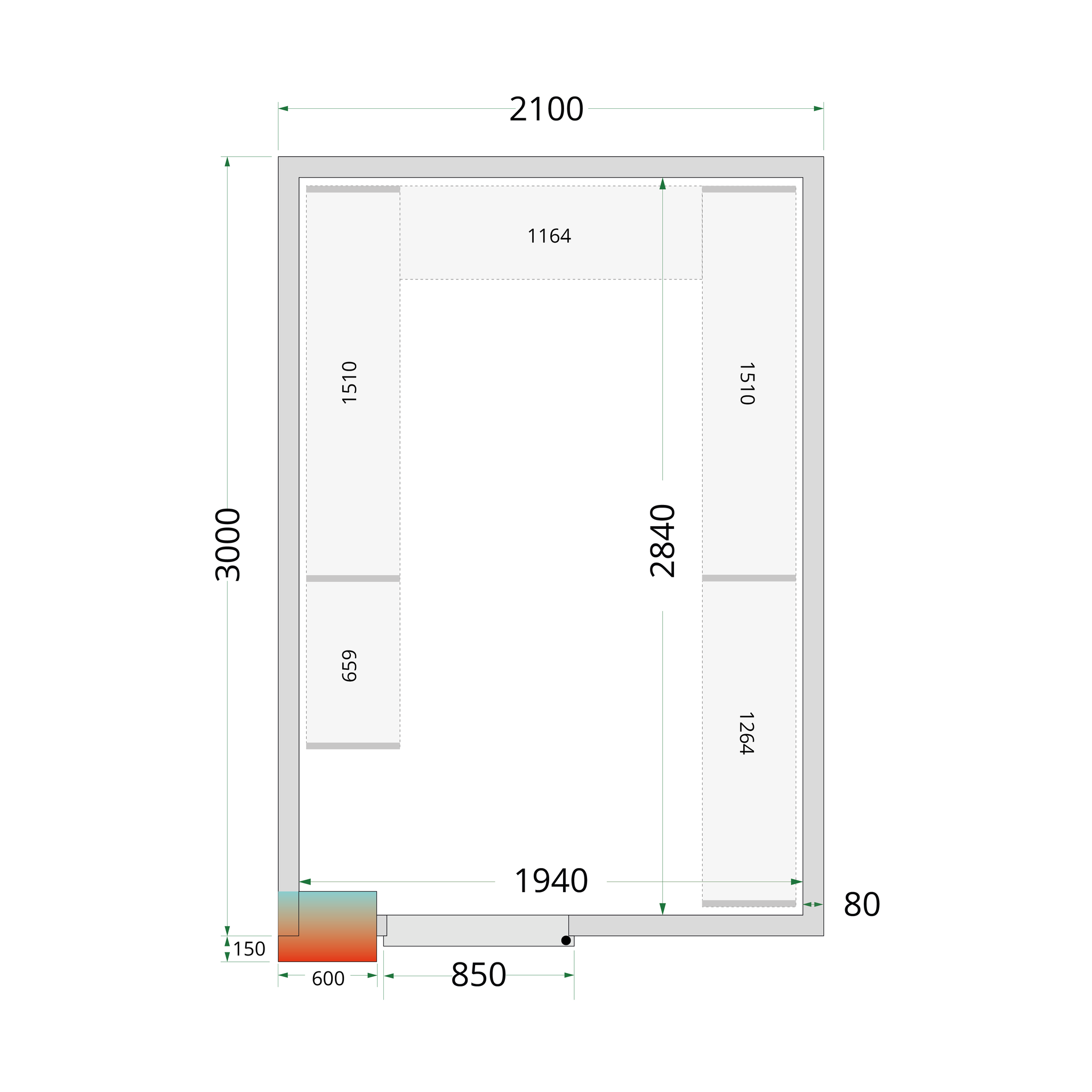 Tefcold Koelruimte | CRPF2130WD | 2100x3000x2200mm