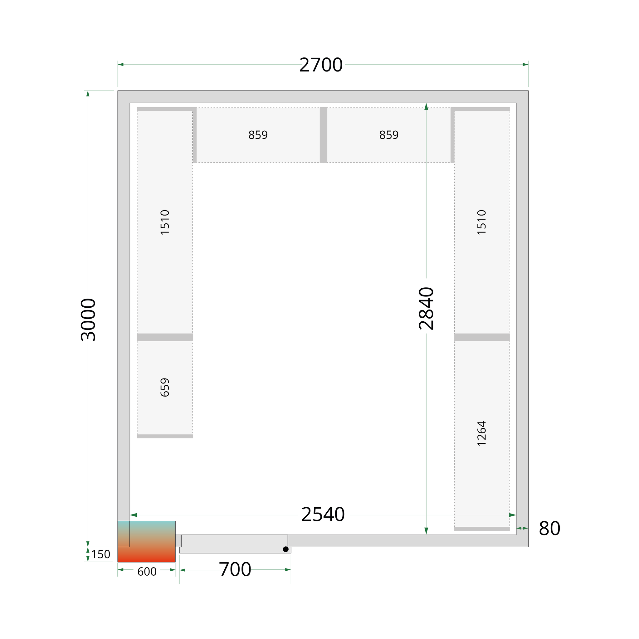Tefcold Koelruimte | CRPF2730 | 2700x3000x2200mm