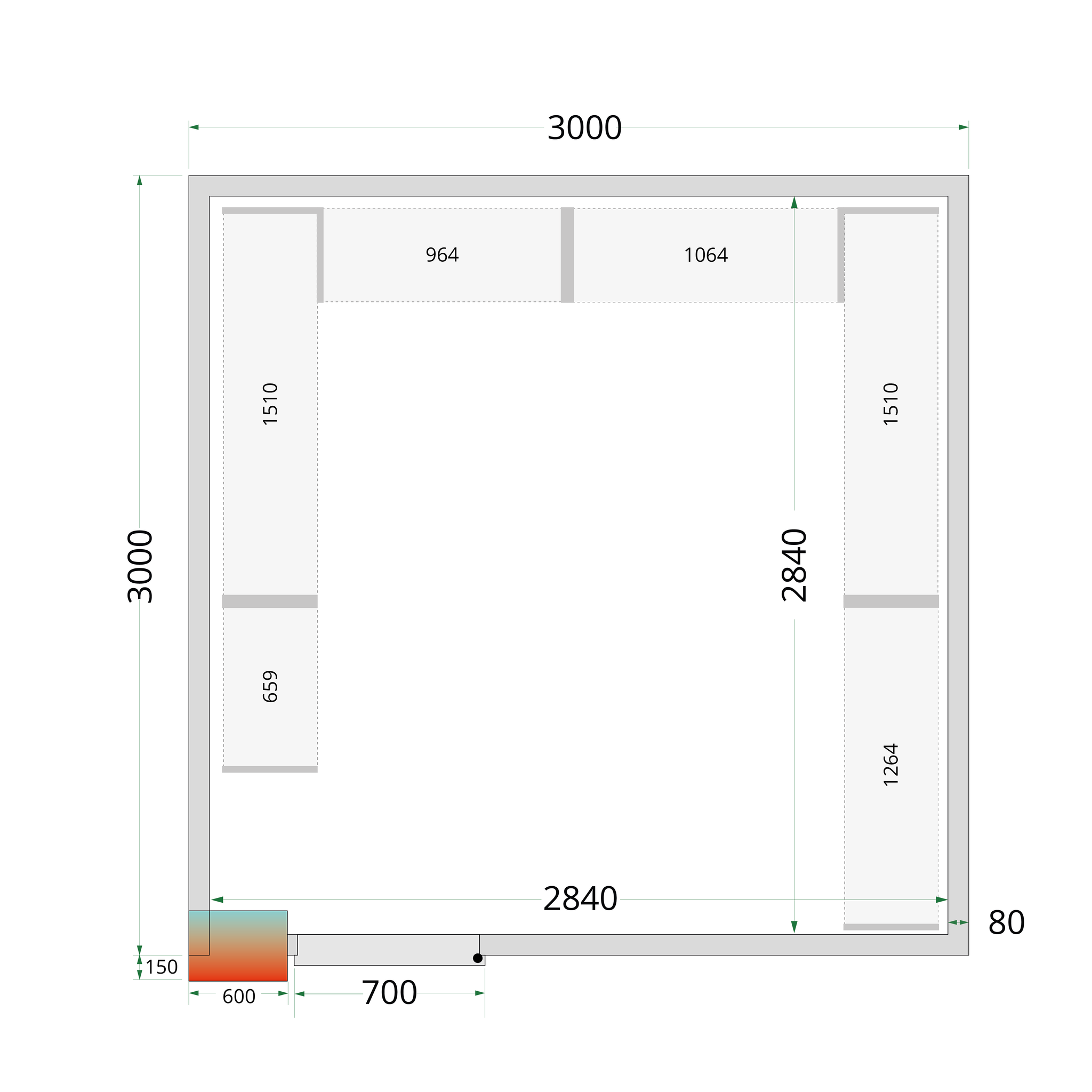 Tefcold Koelruimte | CRPF3030 | 3000x3000x2200mm