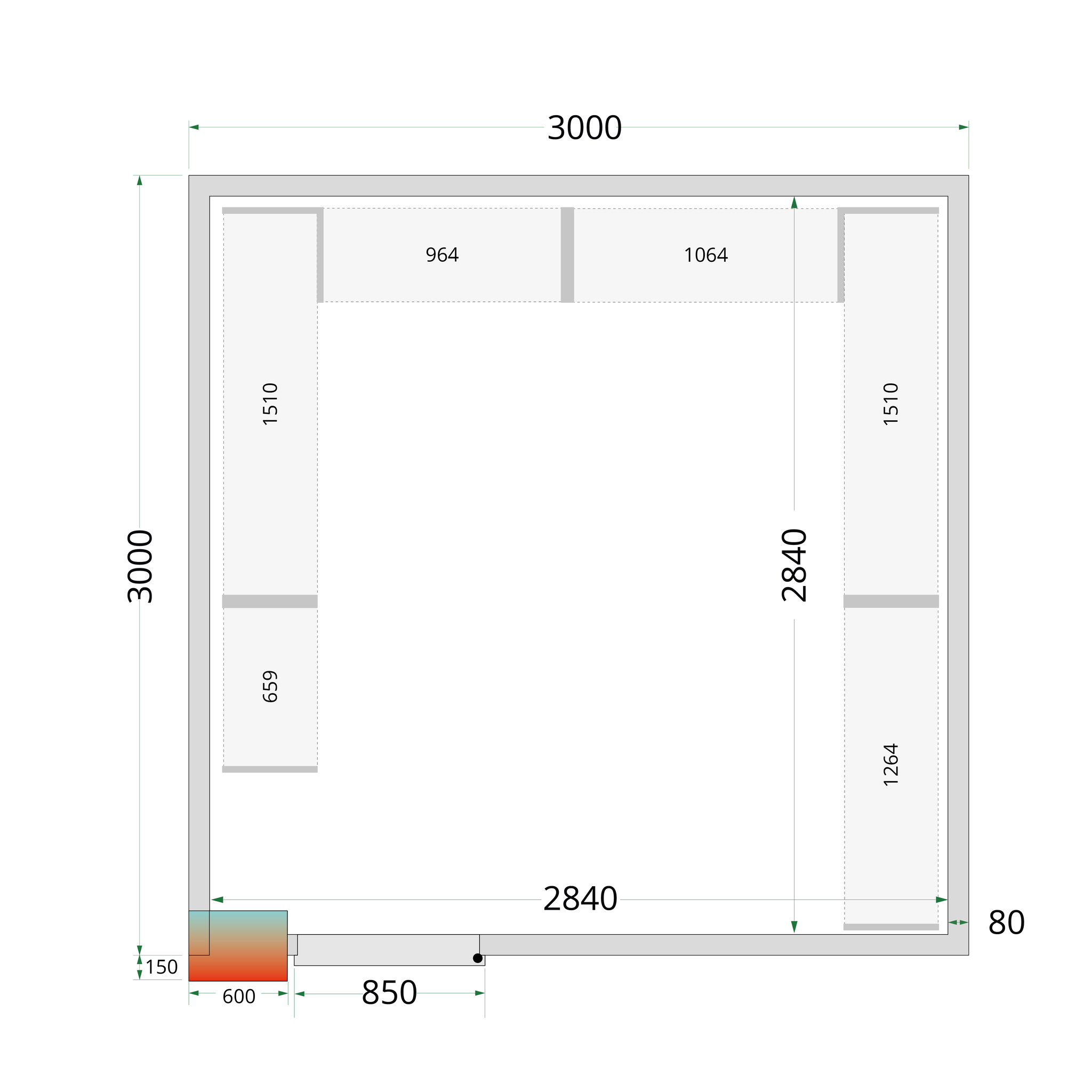 Tefcold Koelruimte | CRPF3030WD | 3000x3000x2200mm