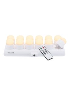 Securit Oplaadbare LED Theelichten Warm Licht | Met oplaadstation | 12 Stuks