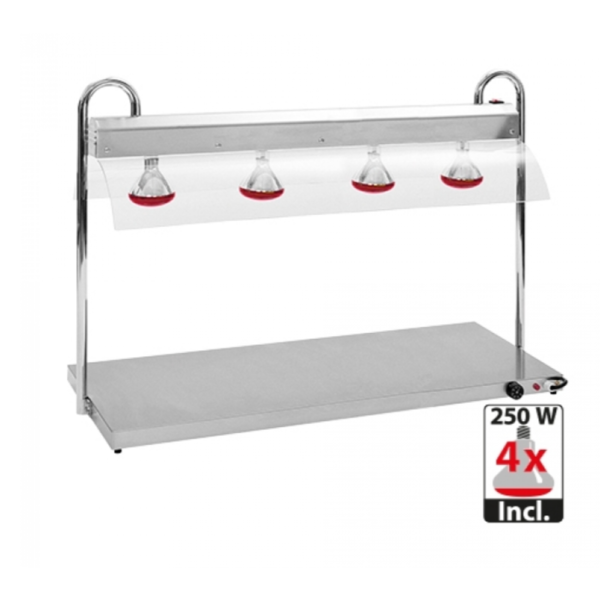 EMGA Warmhoudbrug met warmhoudplaat met 4x GN 1/1 | 230V/2500W | 30° tot 90°C | Lengte 135.6cm.