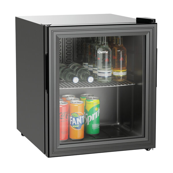 Bartscher Hotel koelkast met glazen deur 46L | Zwart | 435x480x520(h)mm