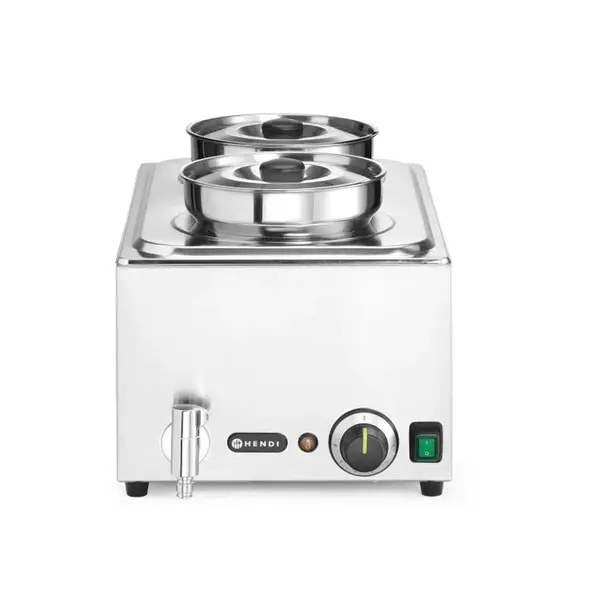 Hendi Bain marie set Ranger | 2x ronde bak 4L met deksel | 30 tot 85°C | Incl. aftapkraan