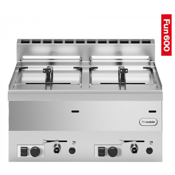 Modular Gasfriteuse met aftapkraan  | Propaan/Butaan|  | 2x 8 Liter | 12.6GkW | 60x60x(H)28cm