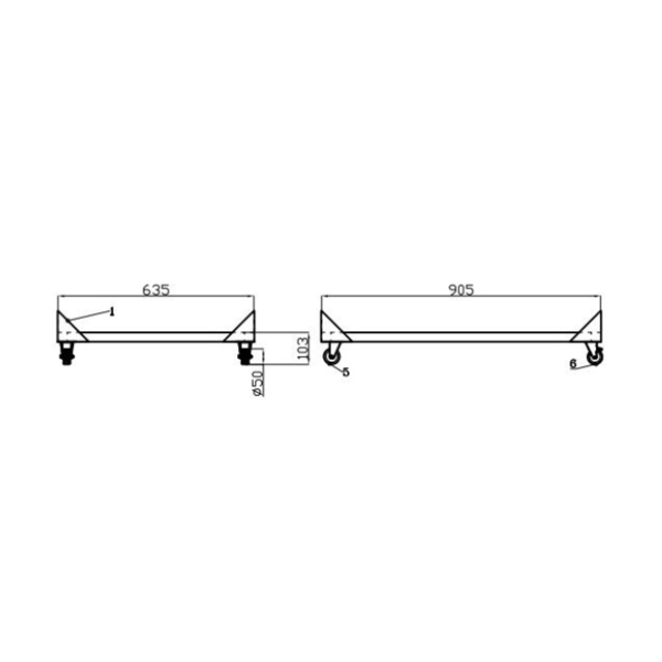 Combisteel Verhogingsonderstel voor Saladette met 2 deuren | 905 x 635 mm.