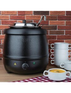 Buffalo Soepketel 10 liter zwart | 35°C - 98°C | Au-bain-marie voorkomt aanbranden