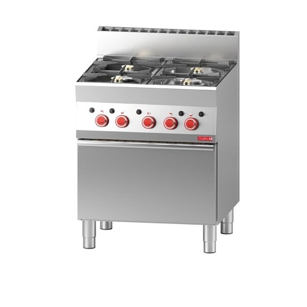 Gastro-M Gasfornuis met gasoven | Gastro-M 650 Series | 4 Branders | 70cm Breed