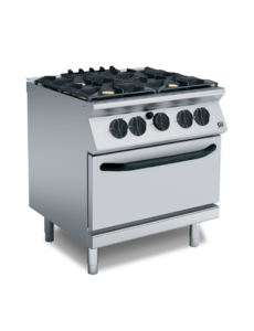 Mareno 700 HP gasfornuis 4 branders en GN 2/1 gasoven, 80cm