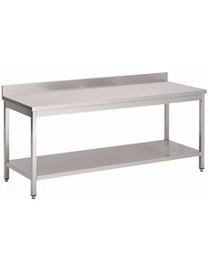 Gastro-M Werktafel met onderblad en achteropstand RVS | 160x60xH88 cm.