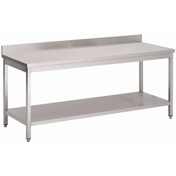 Gastro-M Werktafel met onderblad en achteropstand RVS | 160x60xH88 cm.