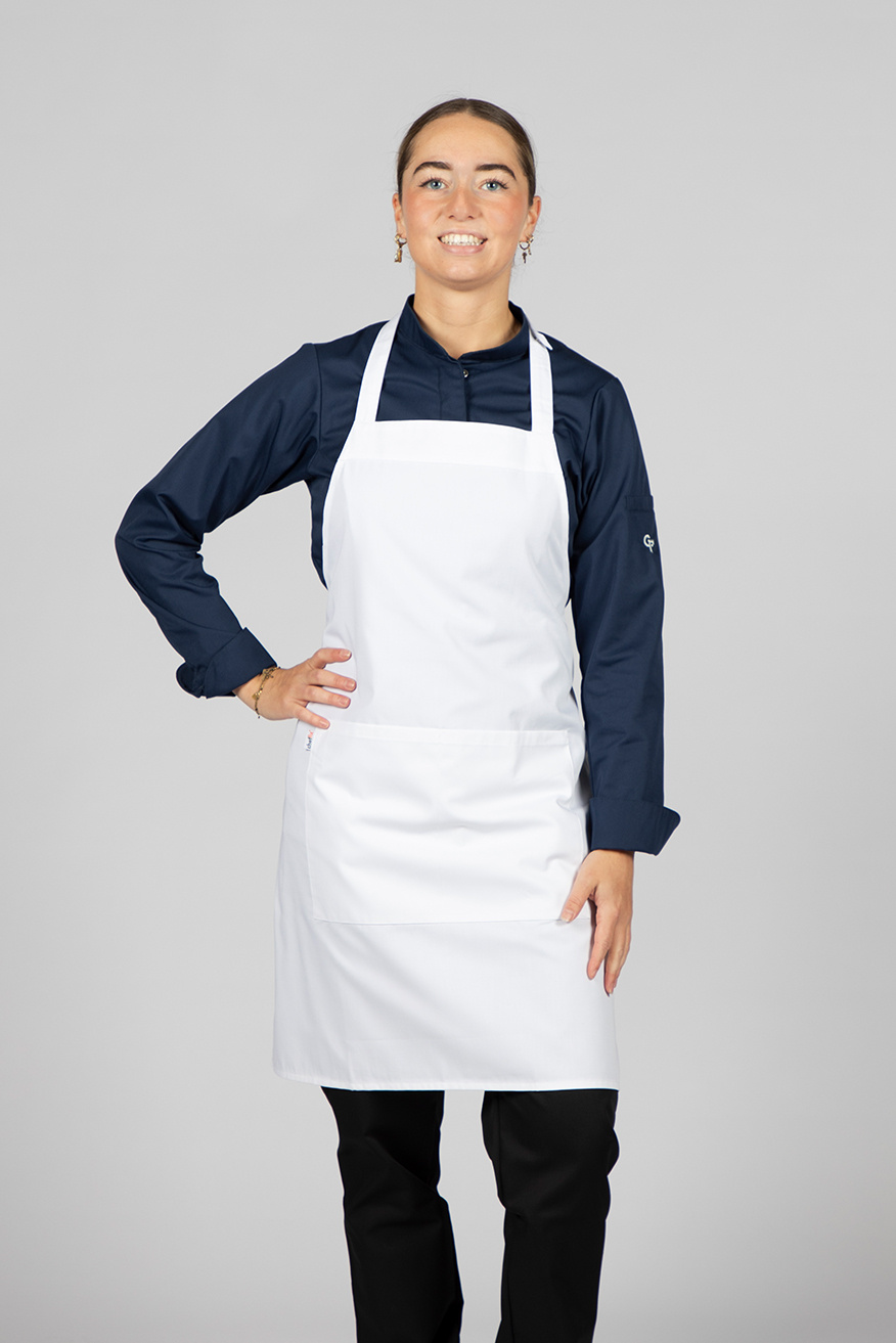 Cheffix Schort Vita | Met zak | Wit | 75x80cm