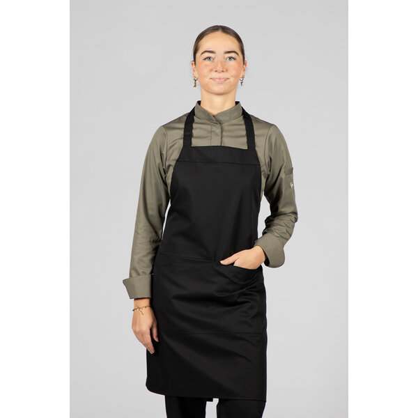 Cheffix Schort Vita met twee zakken | Zwart | 75x80cm