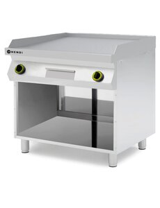 Hendi Gladde gasgrillplaat gemonteerd op een onderkast | gesloten aan drie zijden | HENDI | Kitchen Line | 10kW | 800x700x(H)900mm
