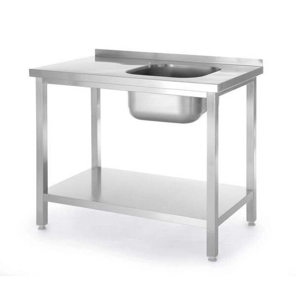 Hendi Spoeltafel met legplank | met bouten | HENDI | Kitchen Line | Spoelbak aan de linkerkant | 1000x600x(H)850mm