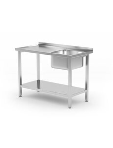 Hendi Spoeltafel met legplank | met bouten | HENDI | Kitchen Line | Spoelbak aan de rechterkant | 1000x600x(H)850mm
