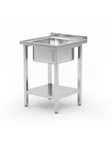 Hendi Spoeltafel met legplank | met bouten | HENDI | Kitchen Line | Spoelbak in het midden | 600x600x(H)850mm