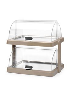 UNIQ Dubbele roll-top koelvitrine met koelelementen beige | 871959