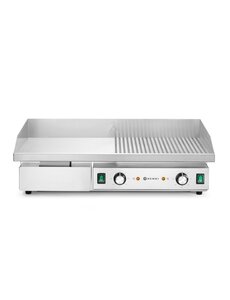 Hendi Bakplaat | half vlak | half geribbeld | HENDI | Budget Line | 400V/4400W | 720x460x(H)241mm