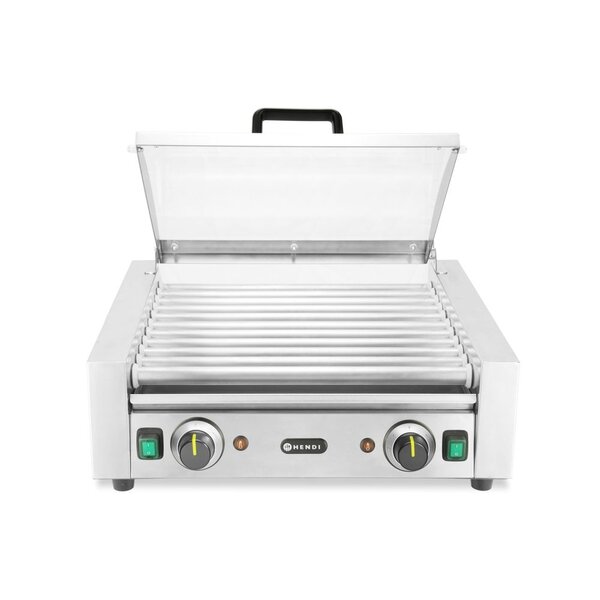 Hendi Worstrolgrill – 2 zones met energiebesparend deksel | HENDI | 220-240V/980W | 566x527x(H)259mm