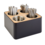 APS APS Bestekhouder met 4 RVS houders | Hout, SAN en RVS | 27x27xH15 cm.