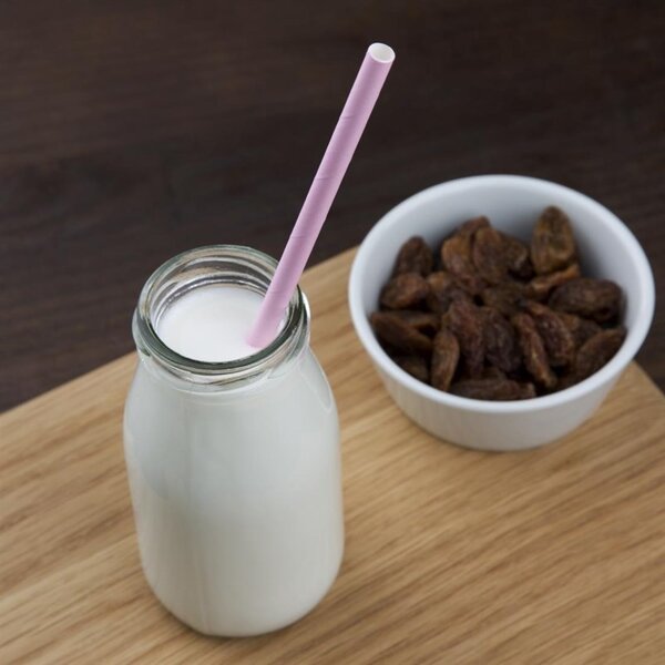 Fiesta Green Composteerbare papieren rietjes 21 cm. roze | 250 stuks