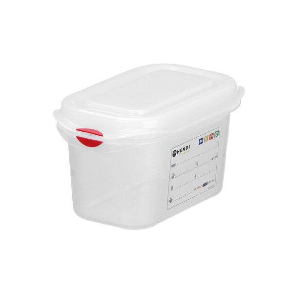 Hendi Container GN 1/9 polypropyleen | HENDI | GN 1/9 | 0,6L | Transparant | 176x108x(H)65mm