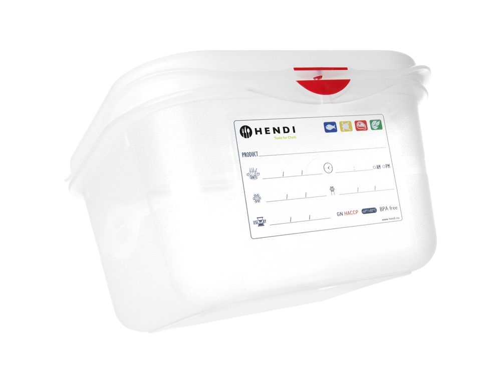 Hendi Container GN 1/6 polypropyleen | HENDI | GN 1/6 | 1,1L | Transparant | 176x162x(H)65mm