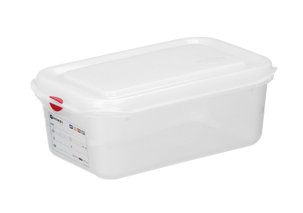 Hendi Container GN 1/4 polypropyleen | HENDI | GN 1/4 | 1,8L | Transparant | 265x162x(H)65mm
