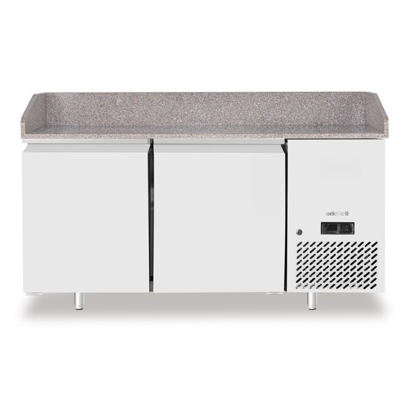 Hendi/Arktic Pizzakoelwerkbank met granieten werkblad | 2-deurs | Arktic | 250L | graniet | 230V/250W | 1510x800x(H)875mm