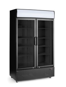 Hendi Backbar koelkast met lichtbak | dubbele deur | Arktic | 512L | Zwart | 220-240V/510W | 1120x585x(H)1900mm