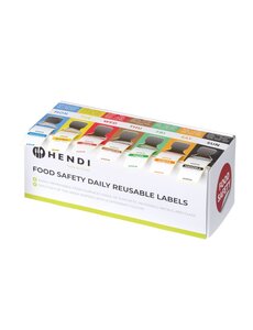 Hendi Set herbruikbare voedselveiligheidsstickers met dispenser | HENDI | 240x80x(H)100mm