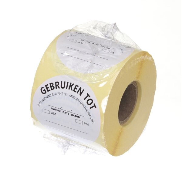 Hendi Herbruikbare sticker voor voedselveiligheid | “GEBRUIK VÓÓR” | HENDI | Wit | 500 st. | ⌀50mm