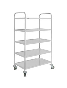 Vogue Serveerwagen met 5 bladen RVS | 	855x540x1581mm.