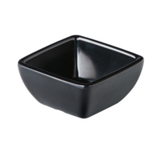 Gebogen vierkant zwart bakje melamine | 6.3x6.3xH3 cm.
