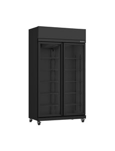 Combisteel Koelkast met 2 glasdeuren zwart | IRM-770R BL |  0/+10 °C | 10 roosters |  7455.3150