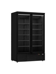 Combisteel Display koelkast met 2 glazen deuren 1000 liter zwart | 1253x710xH1997mm.