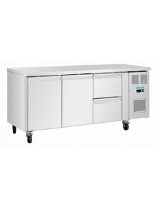 Polar Koelwerkbank met 2 deuren en 2 laden 242 liter | 2°C tot +8°C | 179.5x70xH86cm.