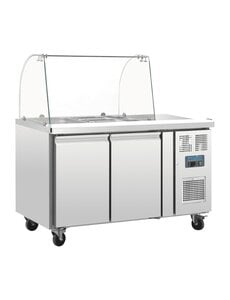 Polar Polar U-serie GN gekoelde saladette met glazen opzetvitrine 2-deurs | 136x70x136(H)cm