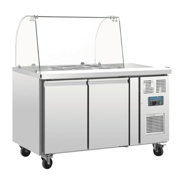 Polar Polar U-serie GN gekoelde saladette met glazen opzetvitrine 2-deurs | 136x70x136(H)cm
