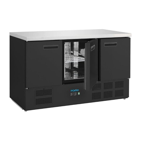 Polar Polar G-Series 3-deurs koelwerkbank zwart 400L | Energielabel C | 137x70x87,5(H)cm