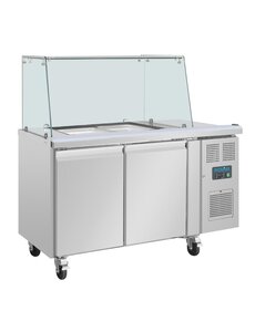 Polar Polar U-serie tweedeurs saladette met vierkant kuchscherm | 136x70x136(H)cm