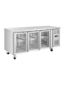 Polar Polar U-Series 3-deurs koelwerkbank met glazen deuren | Energielabel B | 179,5x70x86(H)cm