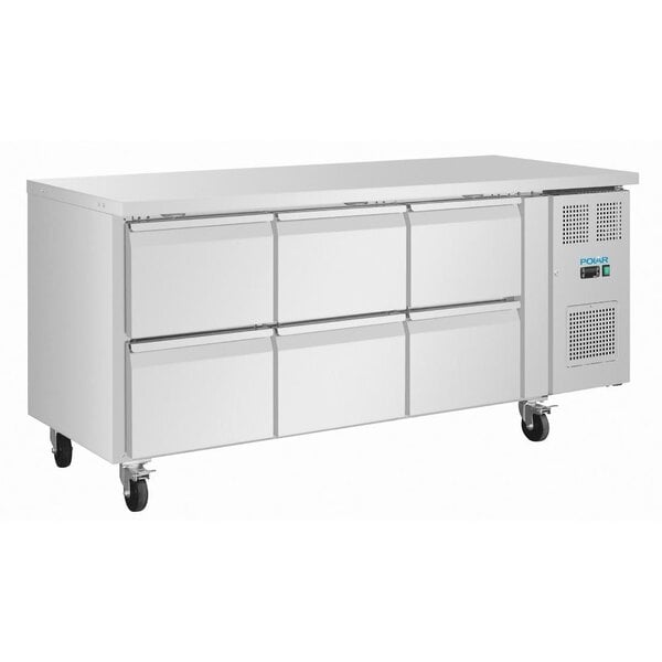 Polar Polar U-Series Gastronorm koelwerkbank met zes laden | Energielabel B | 179,5x70x86(H)cm