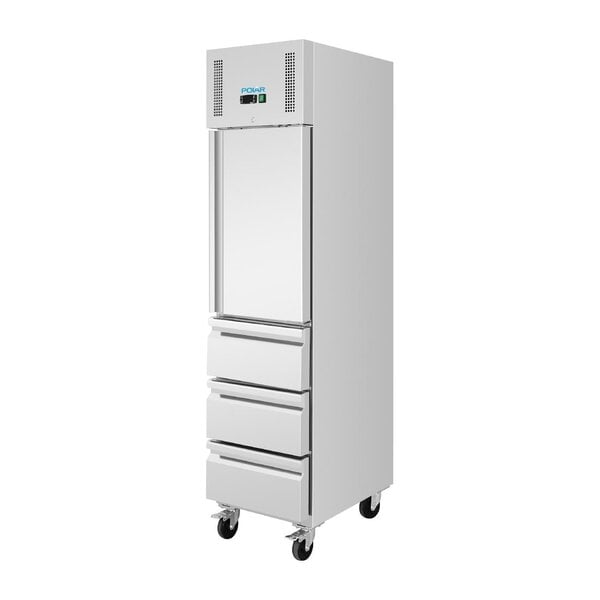 Polar Polar G-Series slanke GN-kastmodel koelkast met enkele deur & 3 laden | Energielabel C | 48,4x74,5x210(H)cm